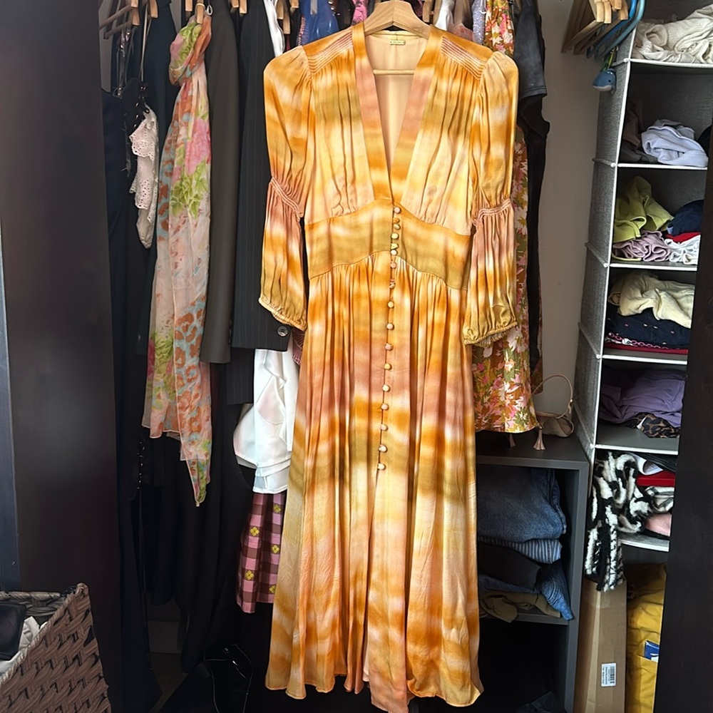 Cult Gaia Willow tie-dye Orange midi dress — XS
